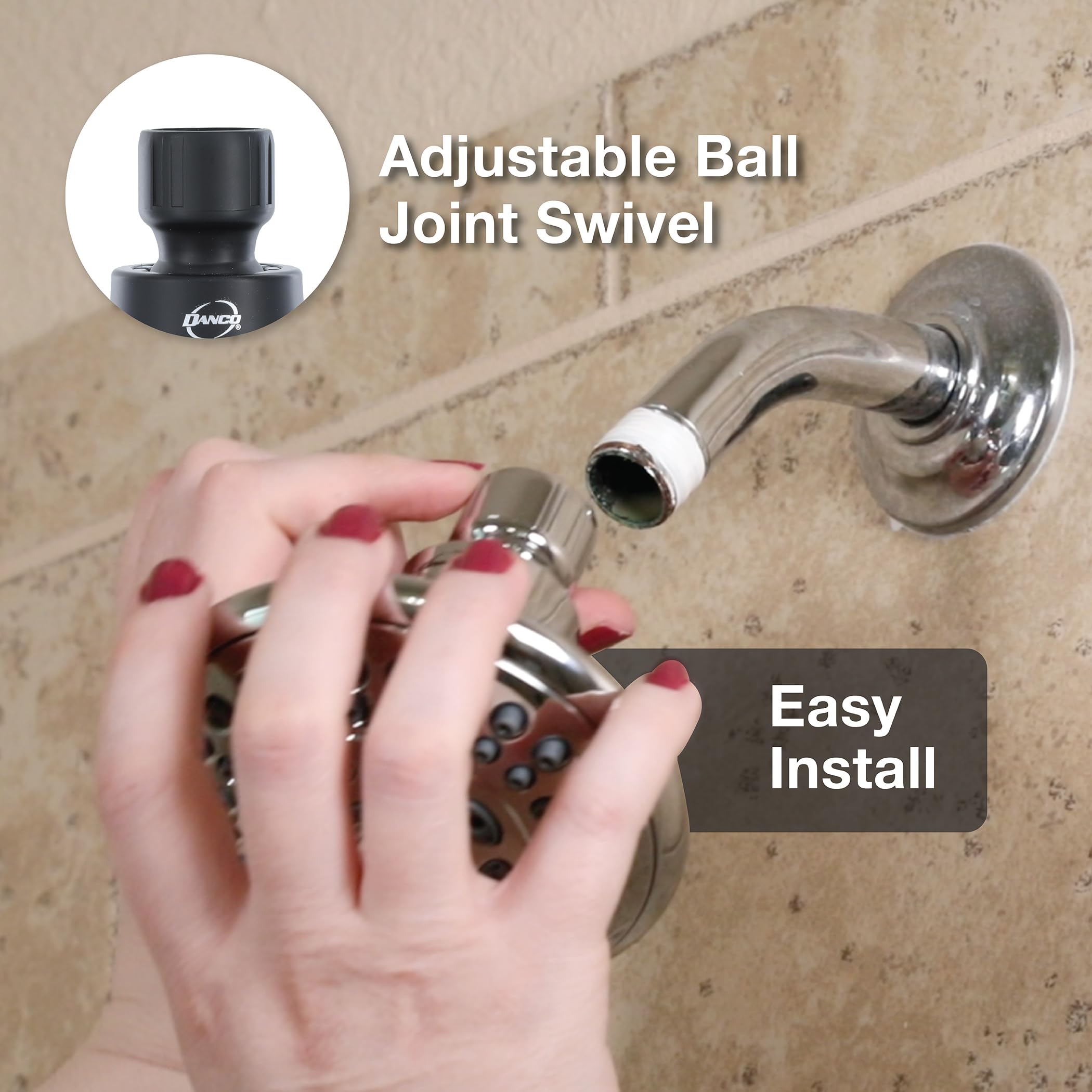 Danco 1.8GPM 5-Spray Water-Saving Luxury Shower Head with Adjustable Swivel Ball Joint in Matte Black (12023) - Image 7