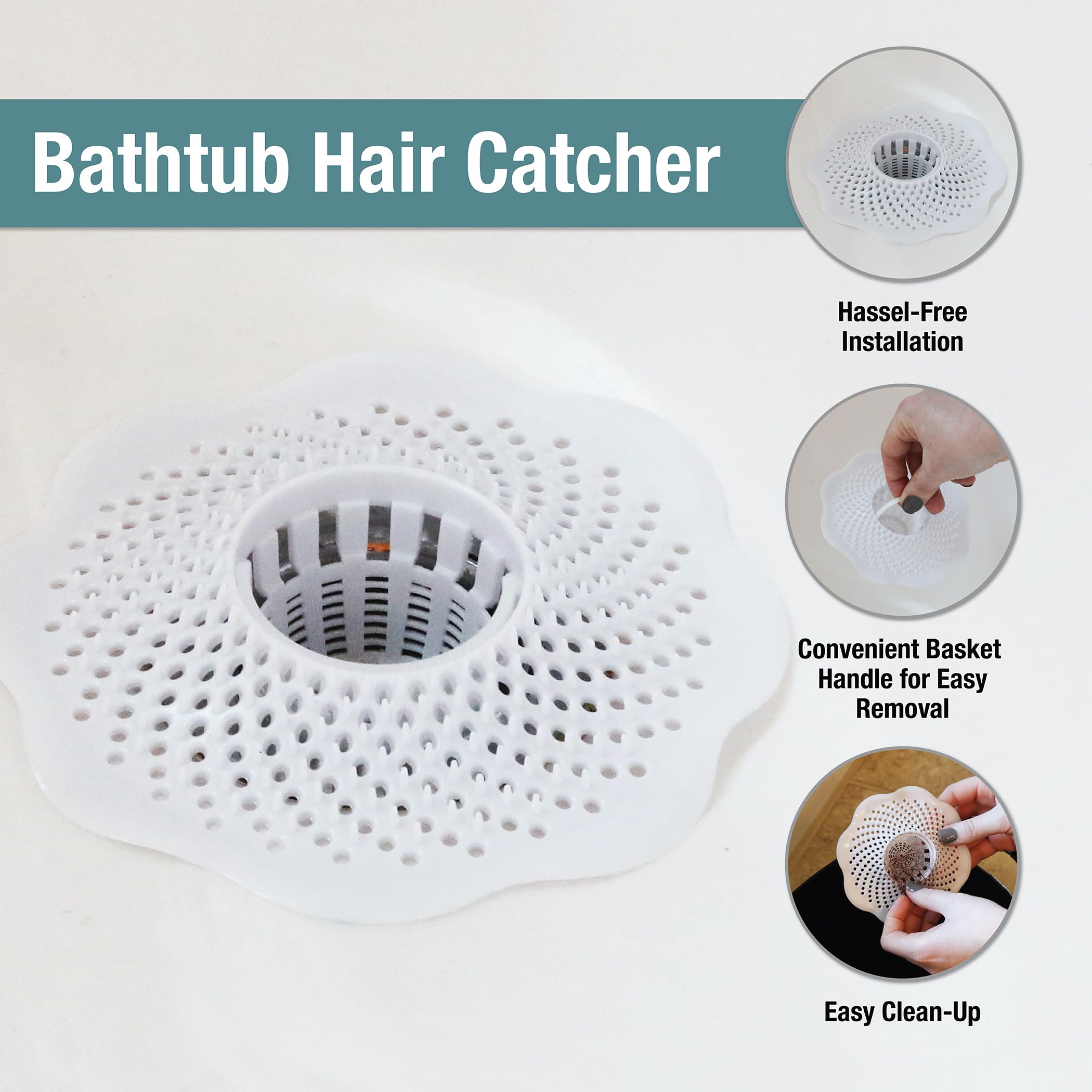 Danco 10306, Tub Protector Hair Cather and Strainer, Hair Drain Clog Prevention Drain Snake, Snare and Auger - Image 3