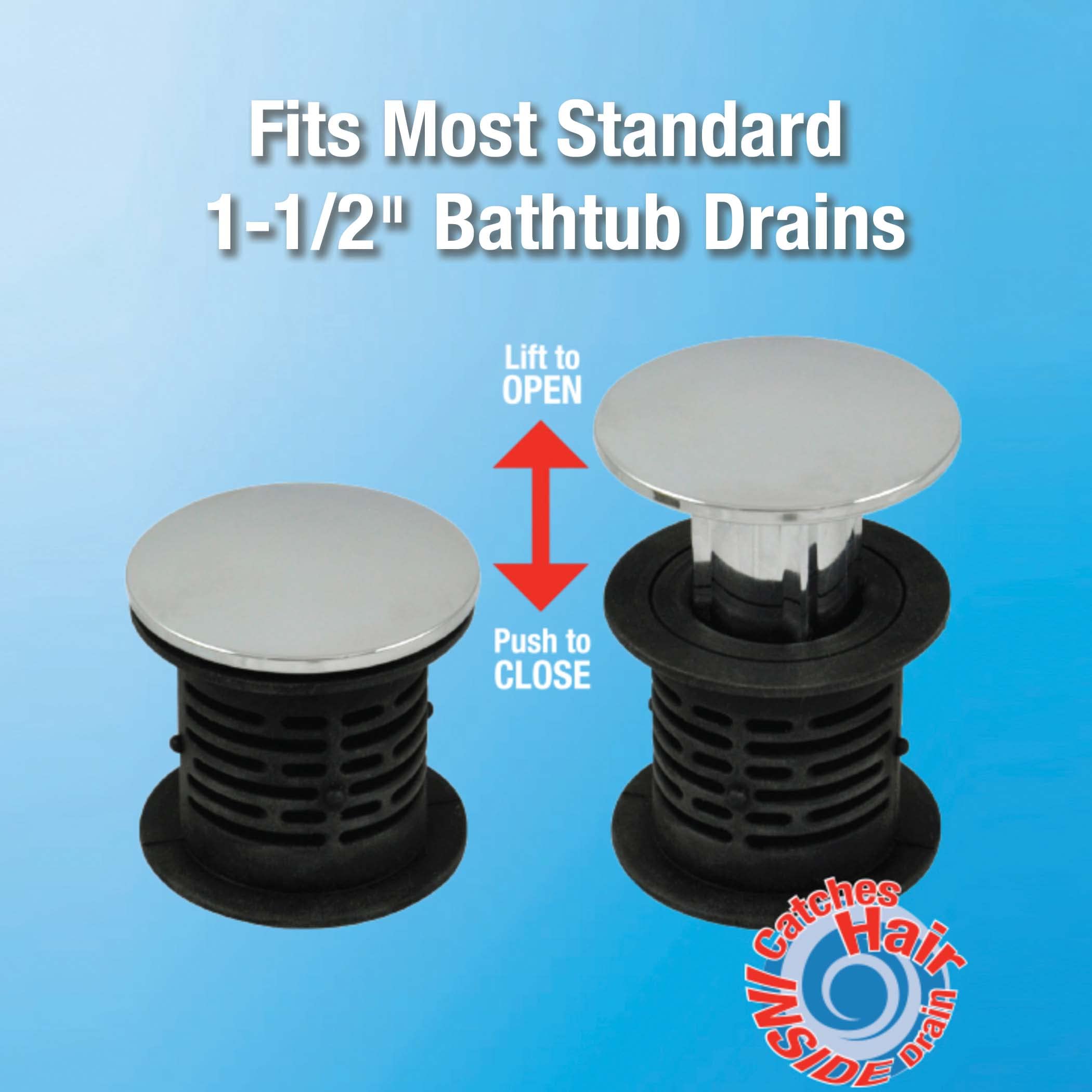 Danco 2-in-1 Bathtub Hair Catcher Strainer and Stopper, Chrome (10772) - Image 3