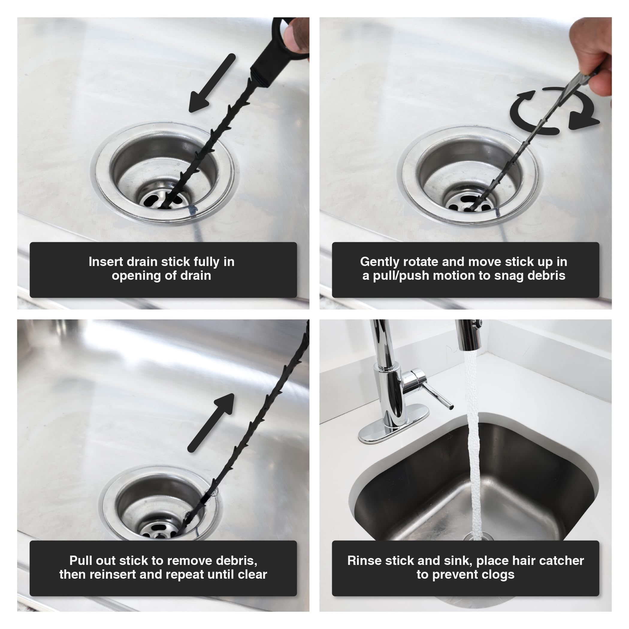 Danco 20 inch Plastic Hair Snake Clog Removal Tool with Hair Catcher Bundle Pack (12171P) - Image 4