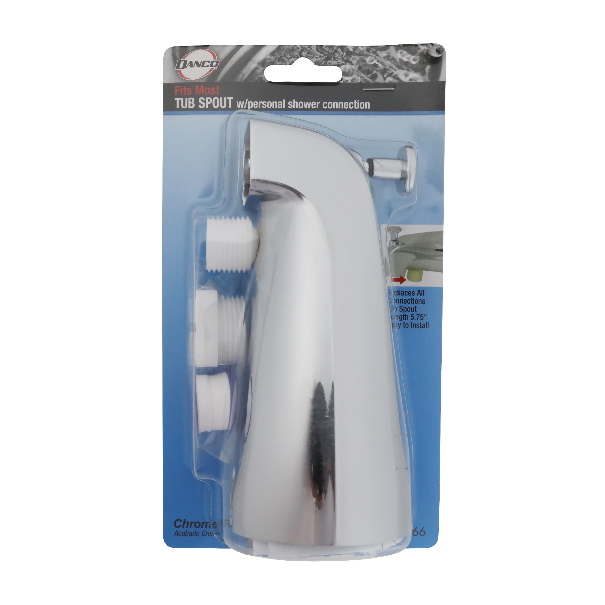 DANCO Diverter in Chrome 89266 Universal Tub Spout with Handheld Shower Fitting, Pack of 1 - Image 7