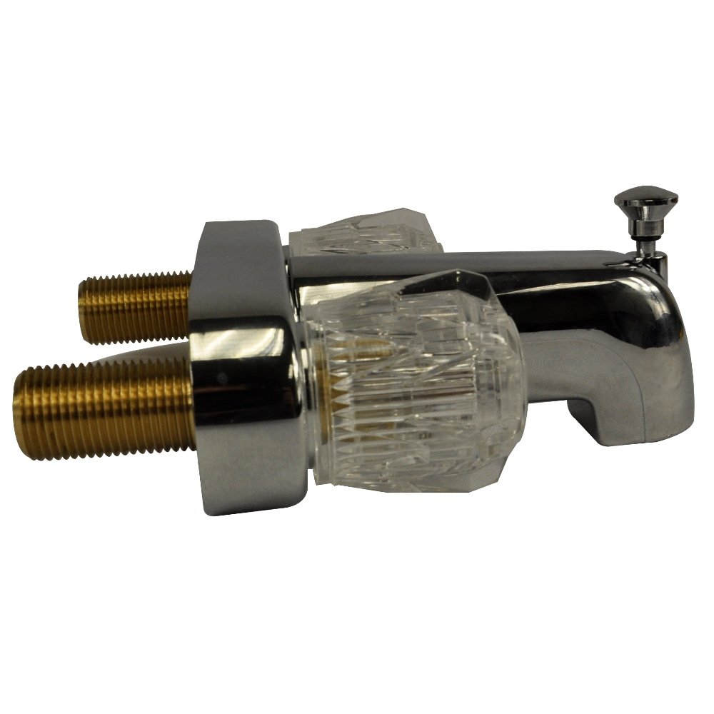 DANCO Durable Plastic Mobile Home Tub/Shower Faucet, Chrome with Acrylic Handles, 4-Inch, 1-Set (33158) - Image 4