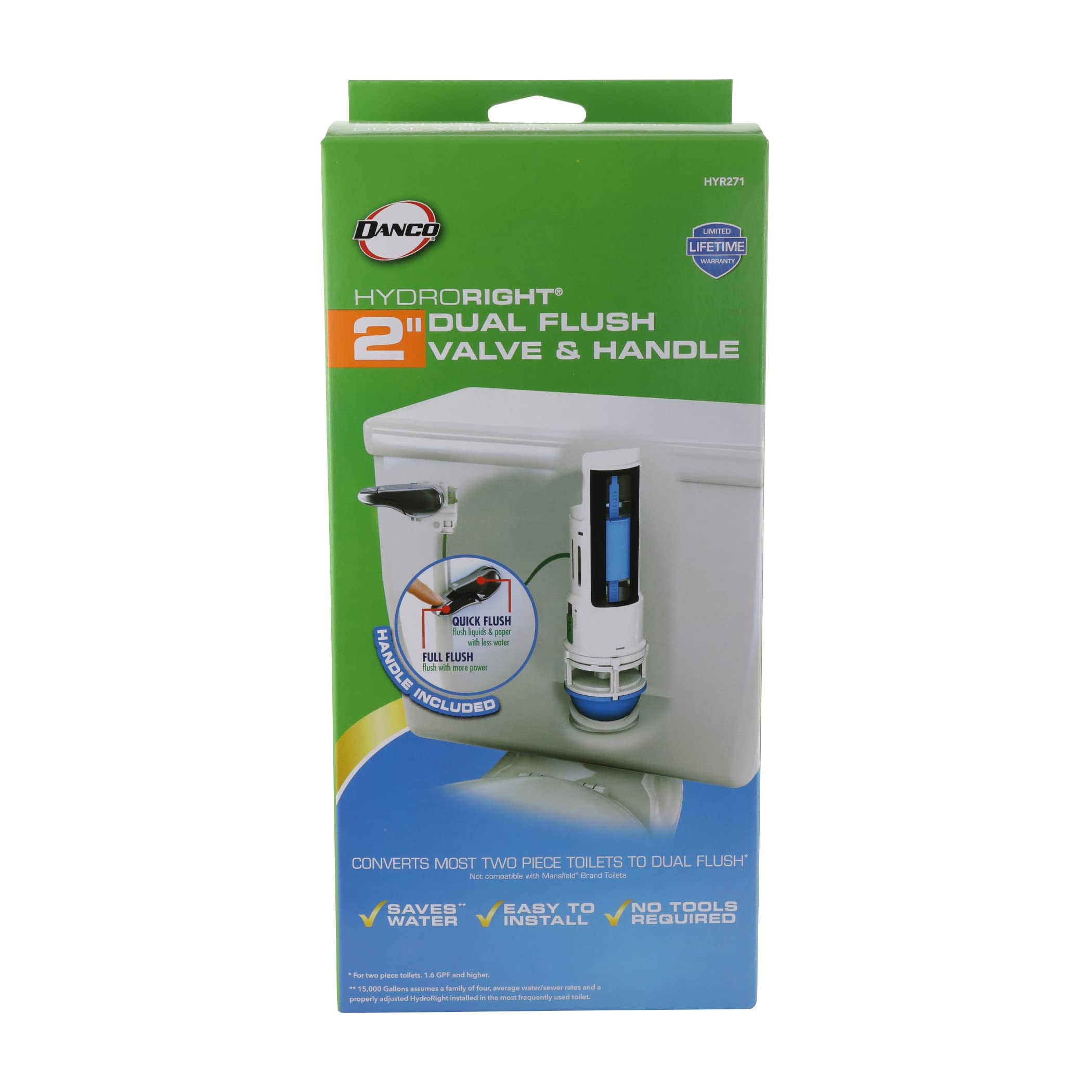 Danco HYR271T Hydroright Dual Flush Valve And Lever Handle, No Size, White - Image 7