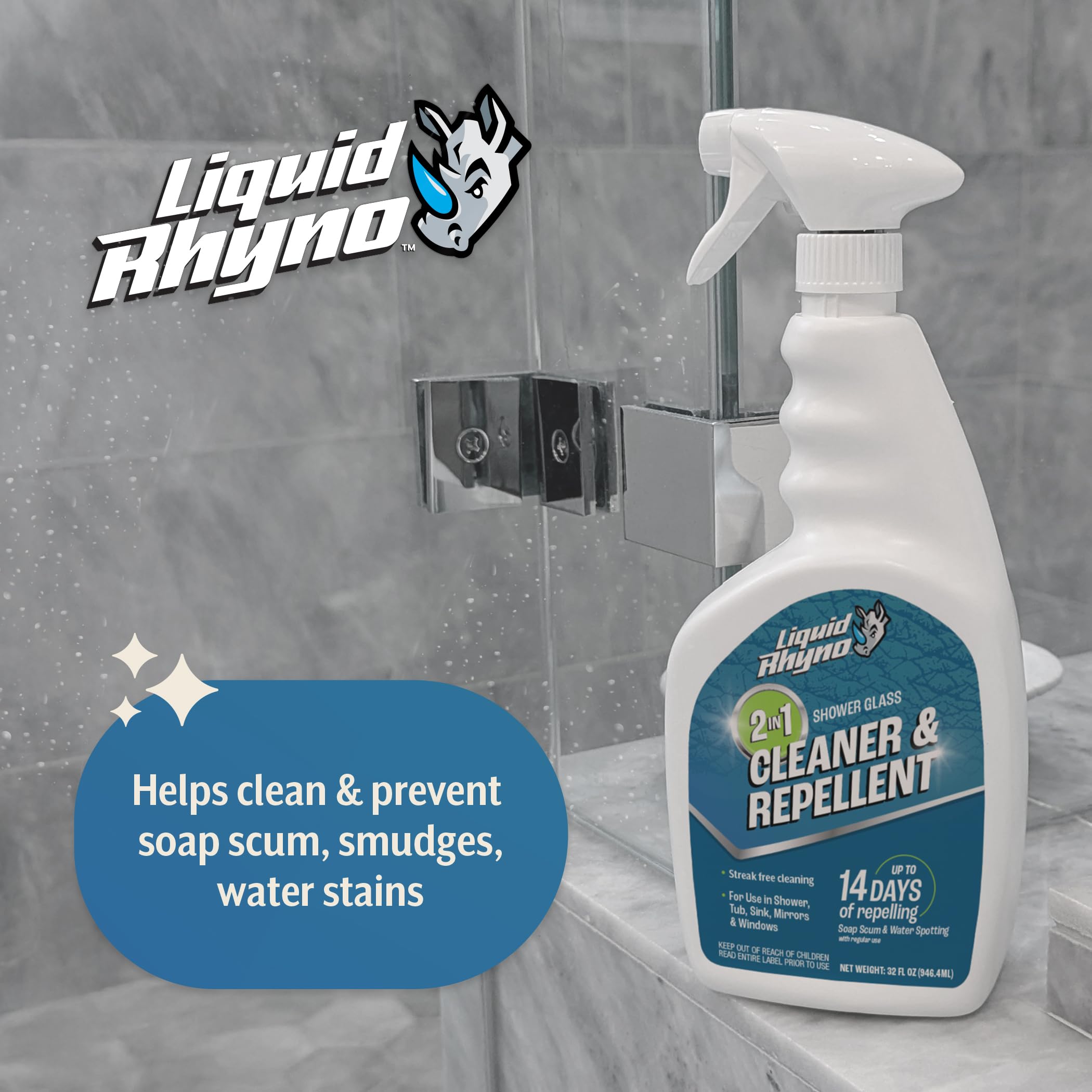 Danco Liquid Rhyno 2-in-1 Shower Glass Cleaner & Repellent - Image 11