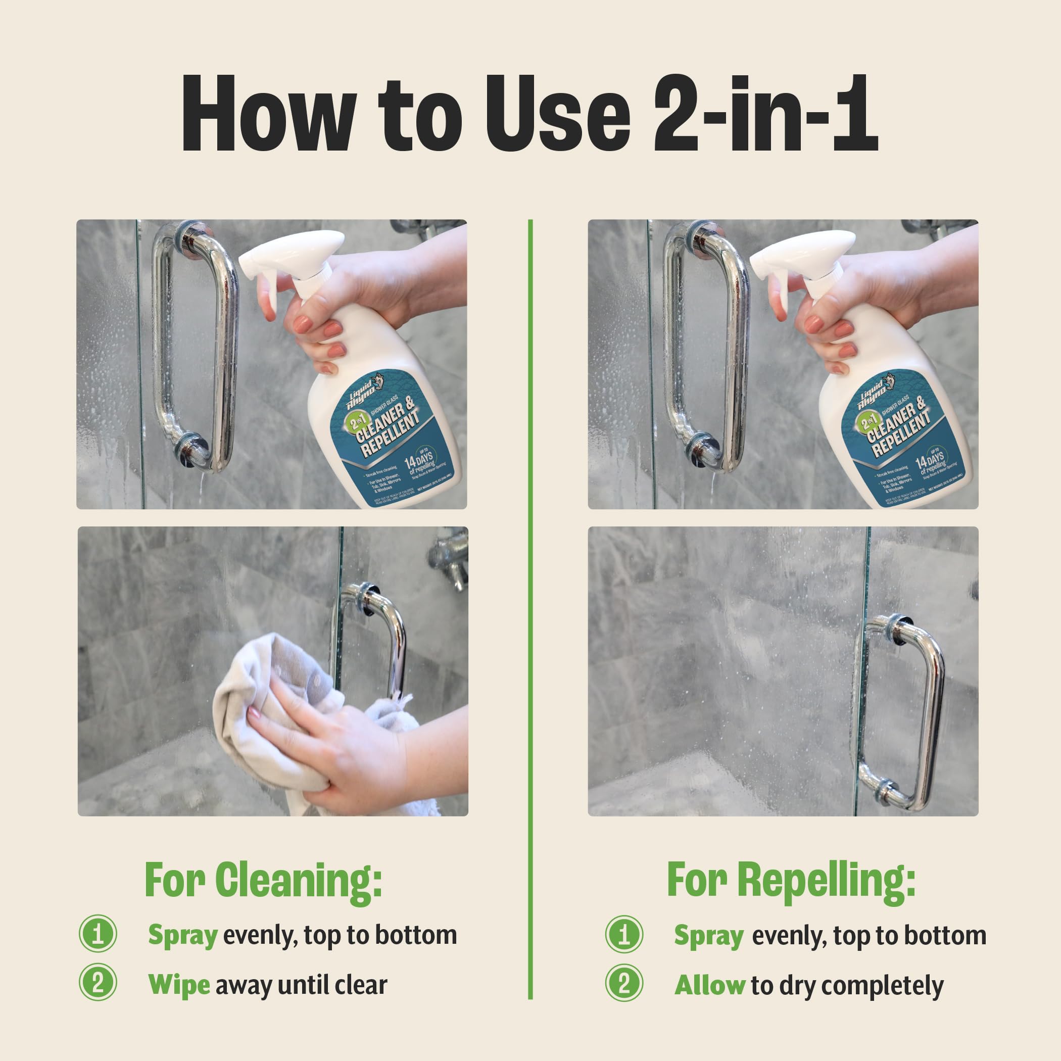 Danco Liquid Rhyno 2-in-1 Shower Glass Cleaner & Repellent - Image 3
