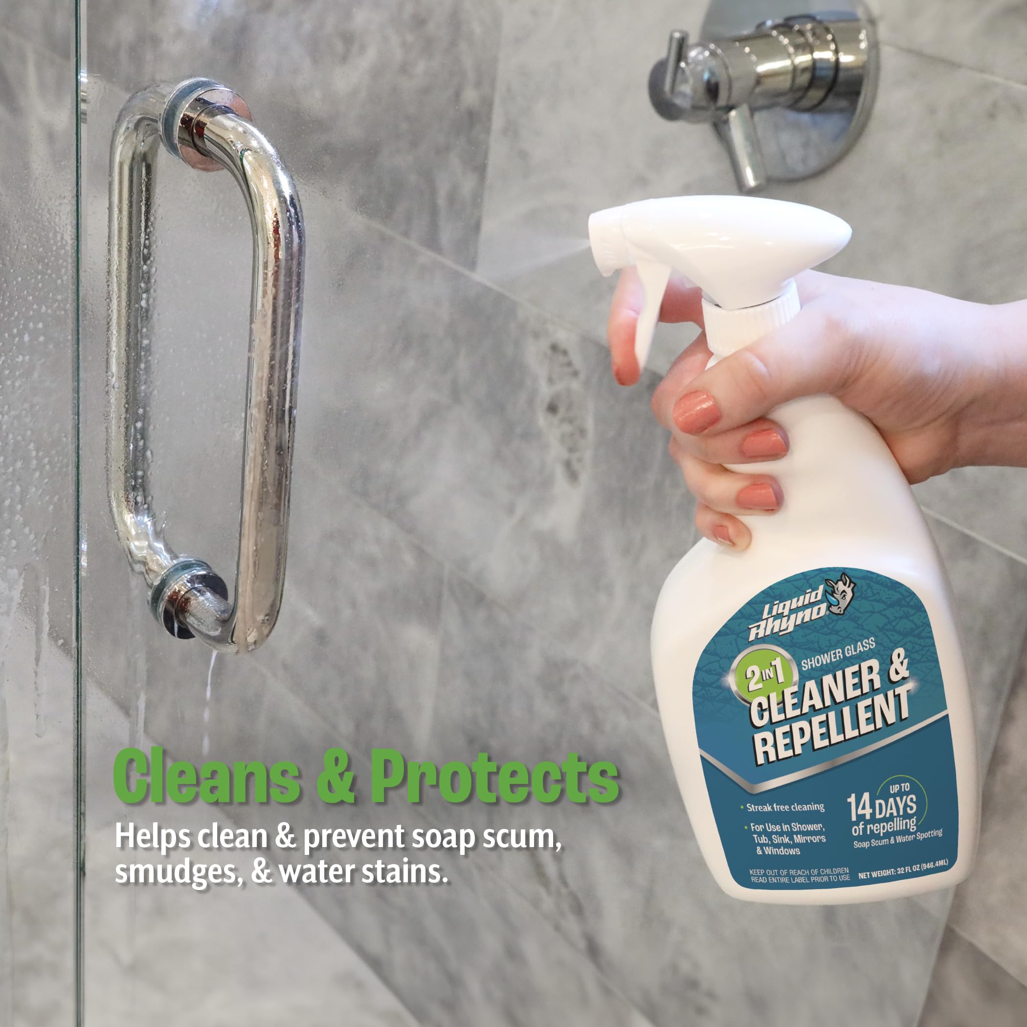 Danco Liquid Rhyno 2-in-1 Shower Glass Cleaner & Repellent - Image 4