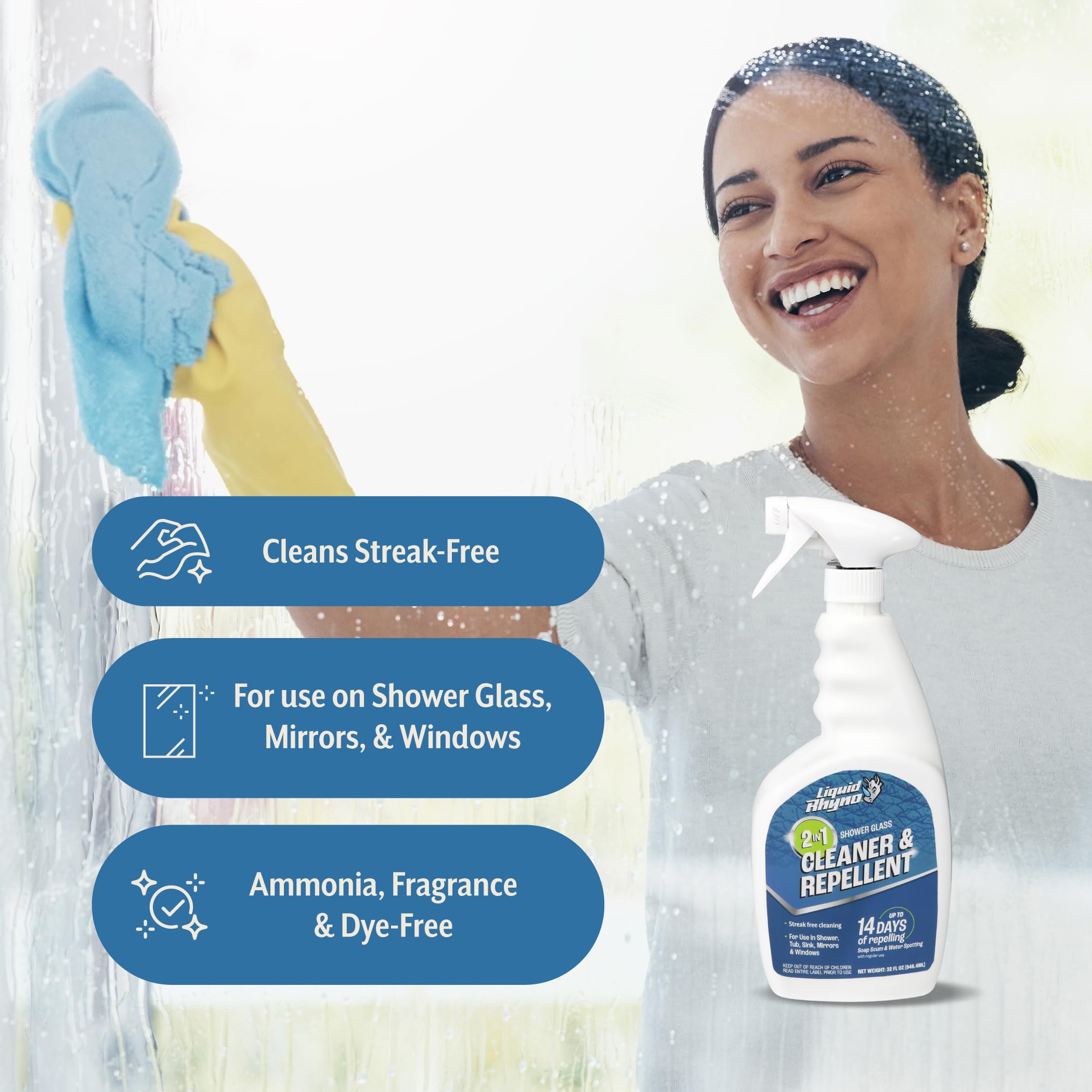 Danco Liquid Rhyno 2-in-1 Shower Glass Cleaner & Repellent - Image 5