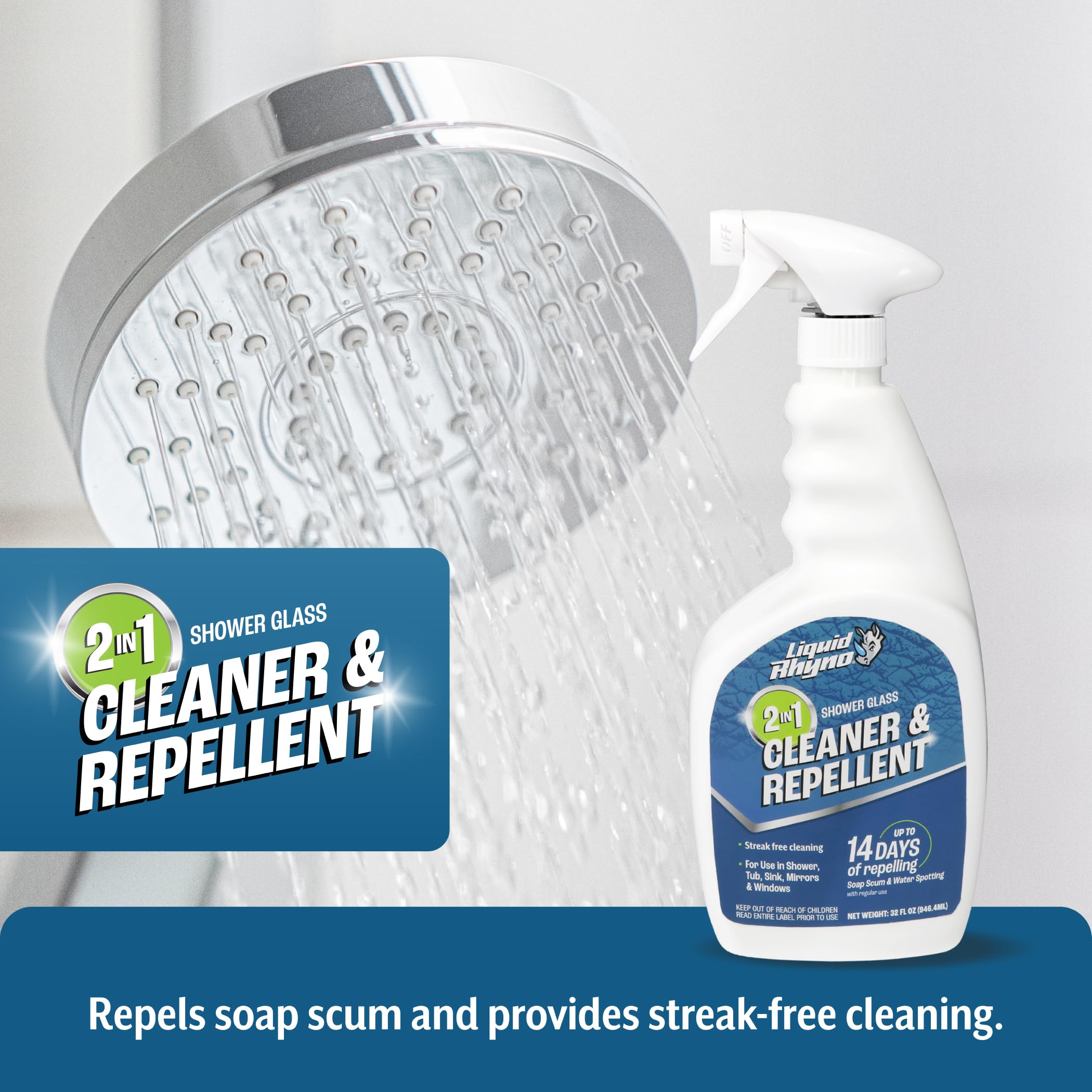 Danco Liquid Rhyno 2-in-1 Shower Glass Cleaner & Repellent - Image 6