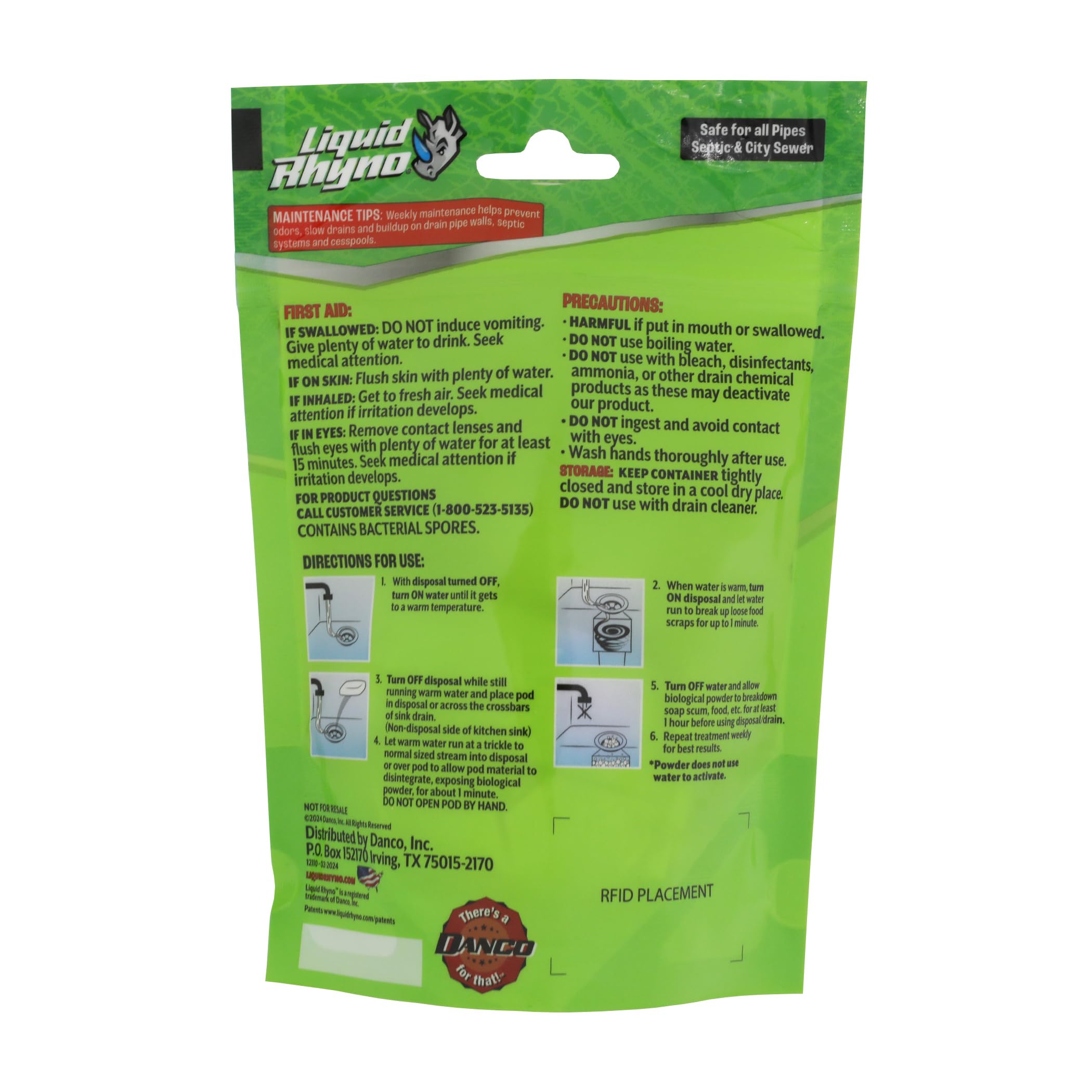 Danco Liquid Rhyno Garbage Disposal Cleaning Pods, Deodorizes and Eliminates Foul Disposer Odors, 4-Pack (12110) - Image 10