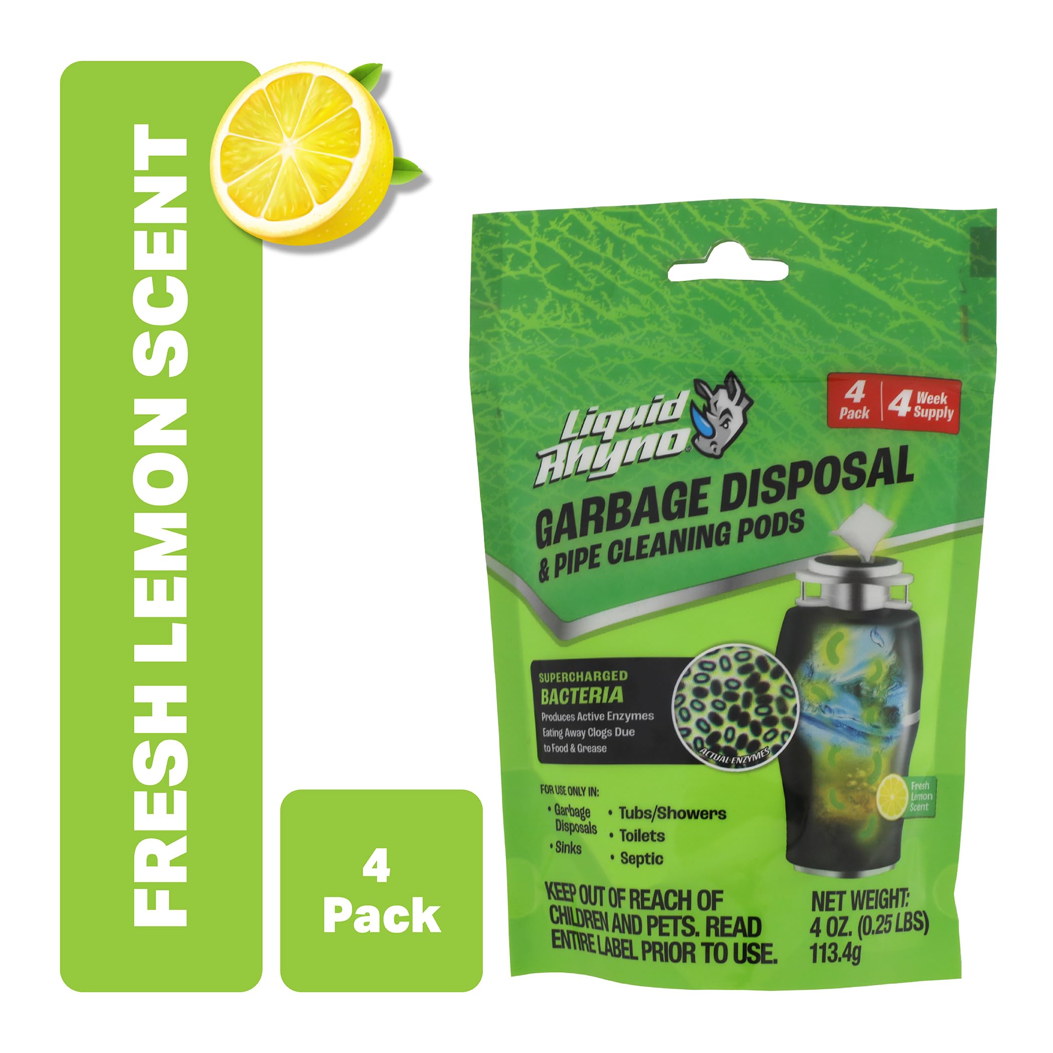 Danco Liquid Rhyno Garbage Disposal Cleaning Pods, Deodorizes and Eliminates Foul Disposer Odors, 4-Pack (12110) - Image 3