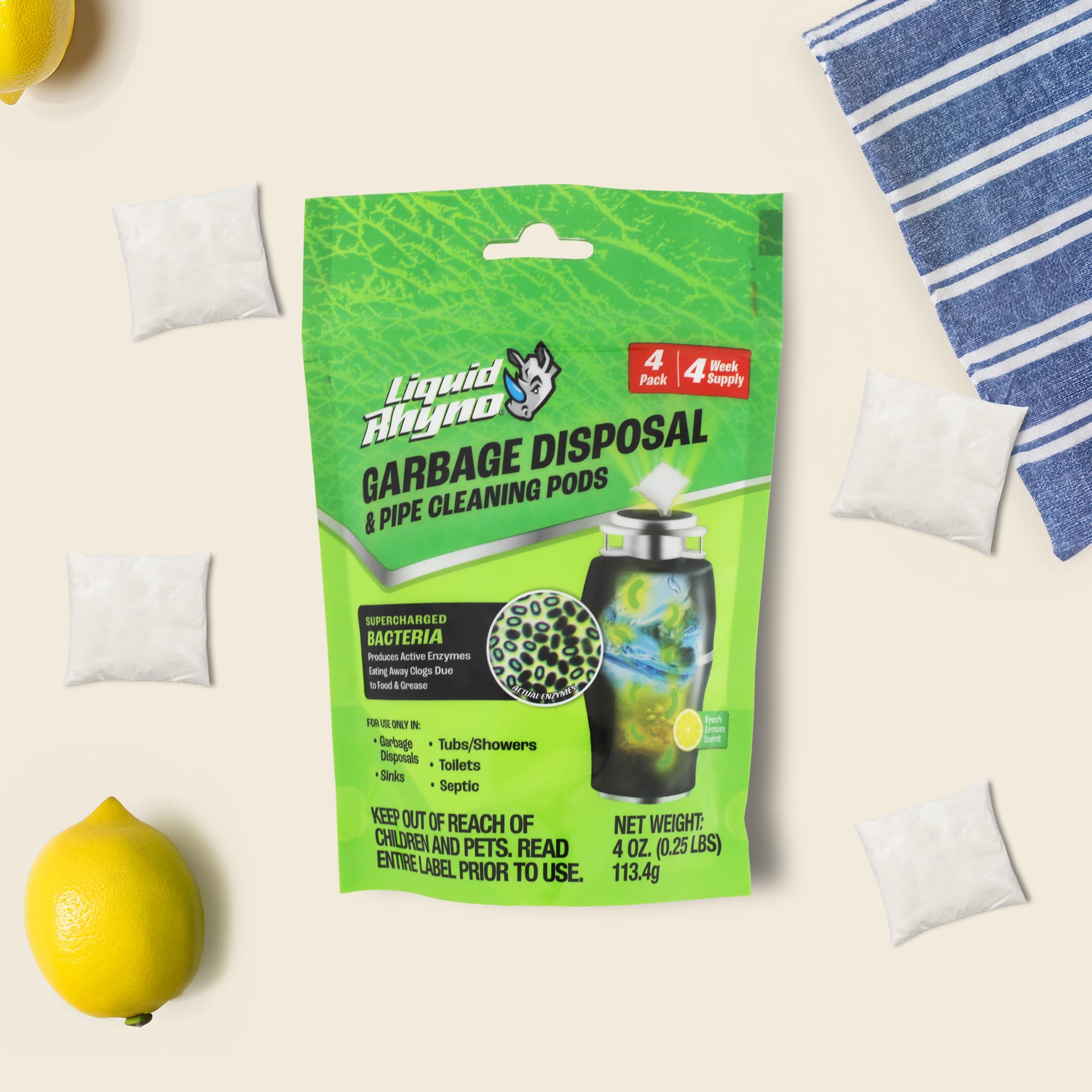 Danco Liquid Rhyno Garbage Disposal Cleaning Pods, Deodorizes and Eliminates Foul Disposer Odors, 4-Pack (12110) - Image 9