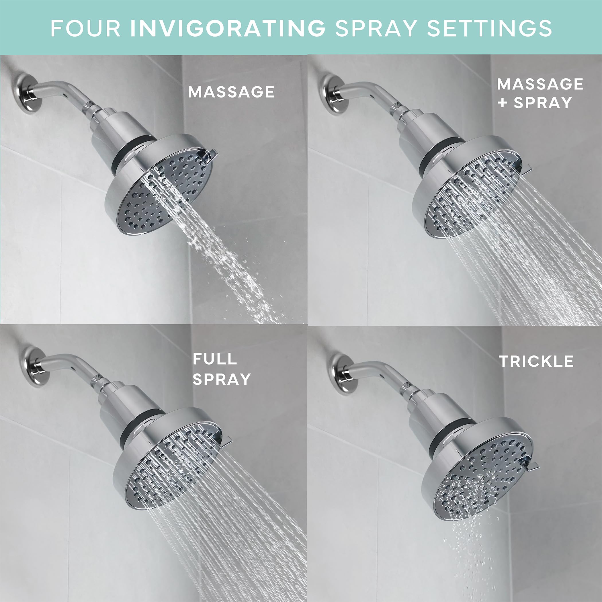 SEVENTY 4-Setting Filtered Shower Head with Shower Filter in Chrome – Helps Reduce Chlorine and Impurities for Healthier Hair, Skin and Scalp, Easy to Install (Model 12155) - Image 6