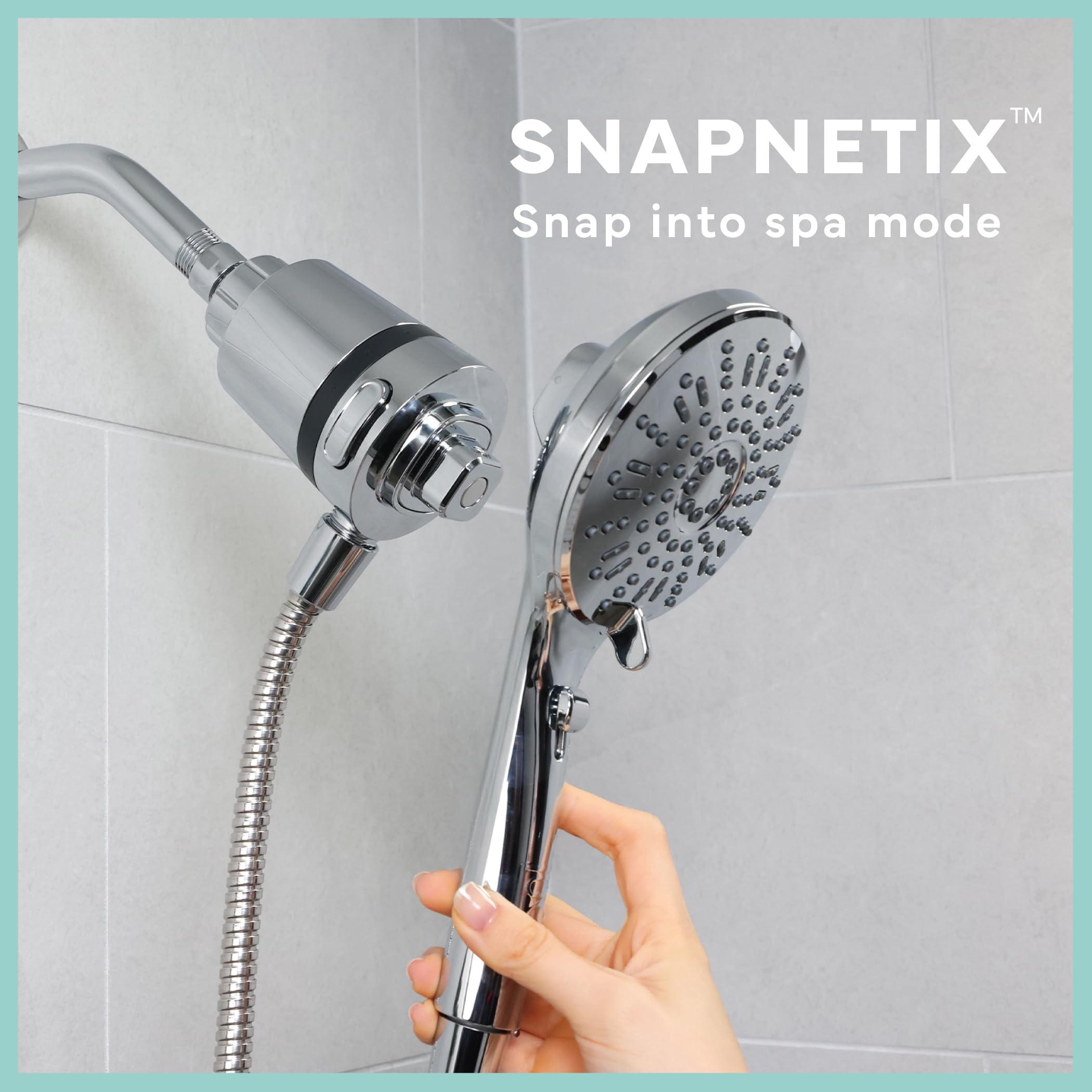 SEVENTY 5-Setting Magnetic Handheld Shower Head with Shower Filter and 59 Inch Hose in Chrome – Helps Reduce Chlorine and Impurities for Healthier Hair, Skin and Scalp, Easy to Install (12158) - Image 4