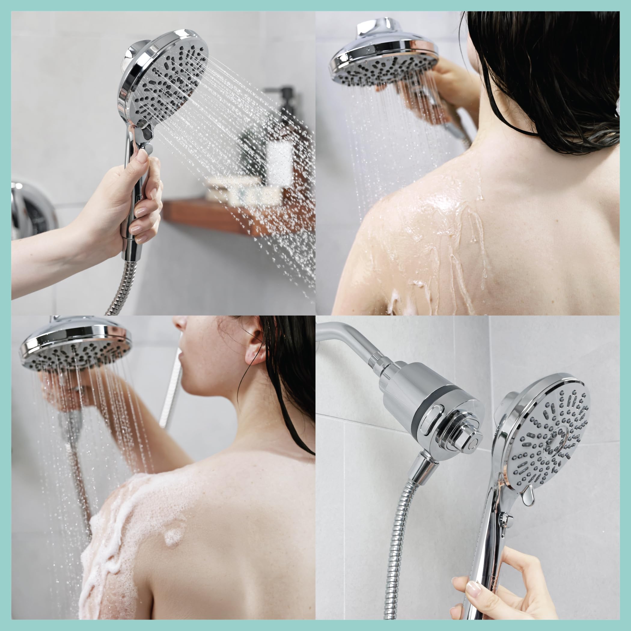 SEVENTY 5-Setting Magnetic Handheld Shower Head with Shower Filter and 59 Inch Hose in Chrome – Helps Reduce Chlorine and Impurities for Healthier Hair, Skin and Scalp, Easy to Install (12158) - Image 6